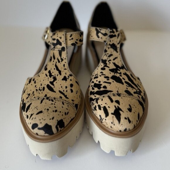 ALL BLACK Women's 38 7/7.5 Ox II Suede Slip On Flatform Paint Splatter Sandals - Picture 2 of 16